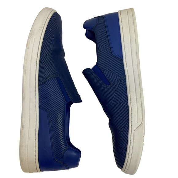 Prada Sport Mens 8 Perforated Blue Leather Slip-On Sneakers Made In Italy - Picture 5 of 11